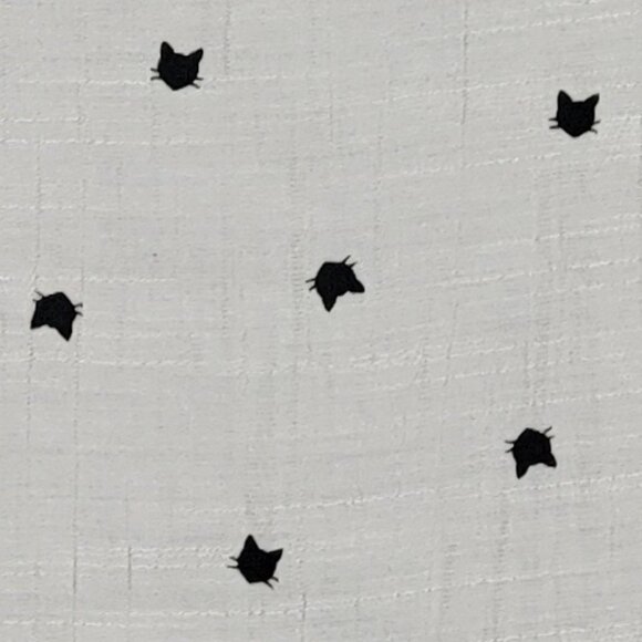 E Hanger M Black and Tan Tie Neck Blouse With All Over Black Kitty Cat Print - S - Picture 2 of 7